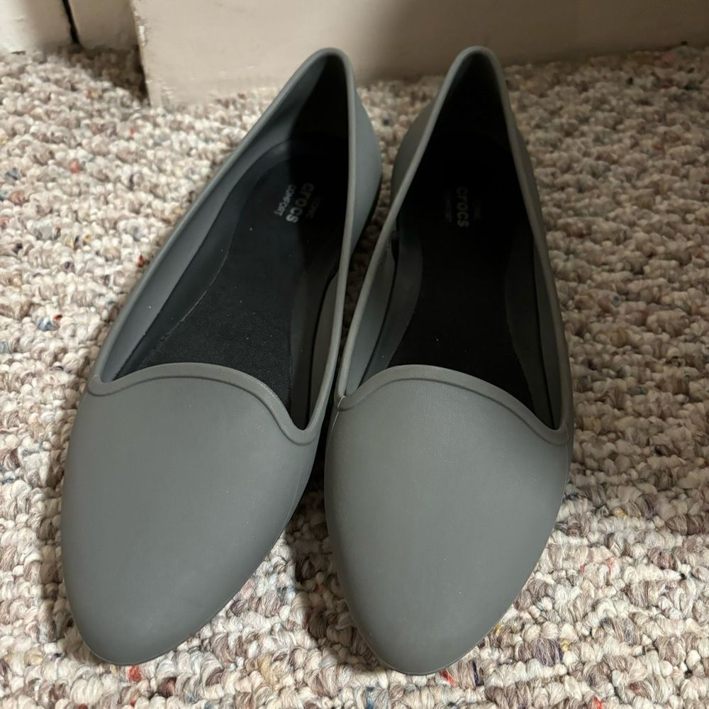 Crocs Eve Iconic Comfort Ballet Flat Shoes Gray- Size 7